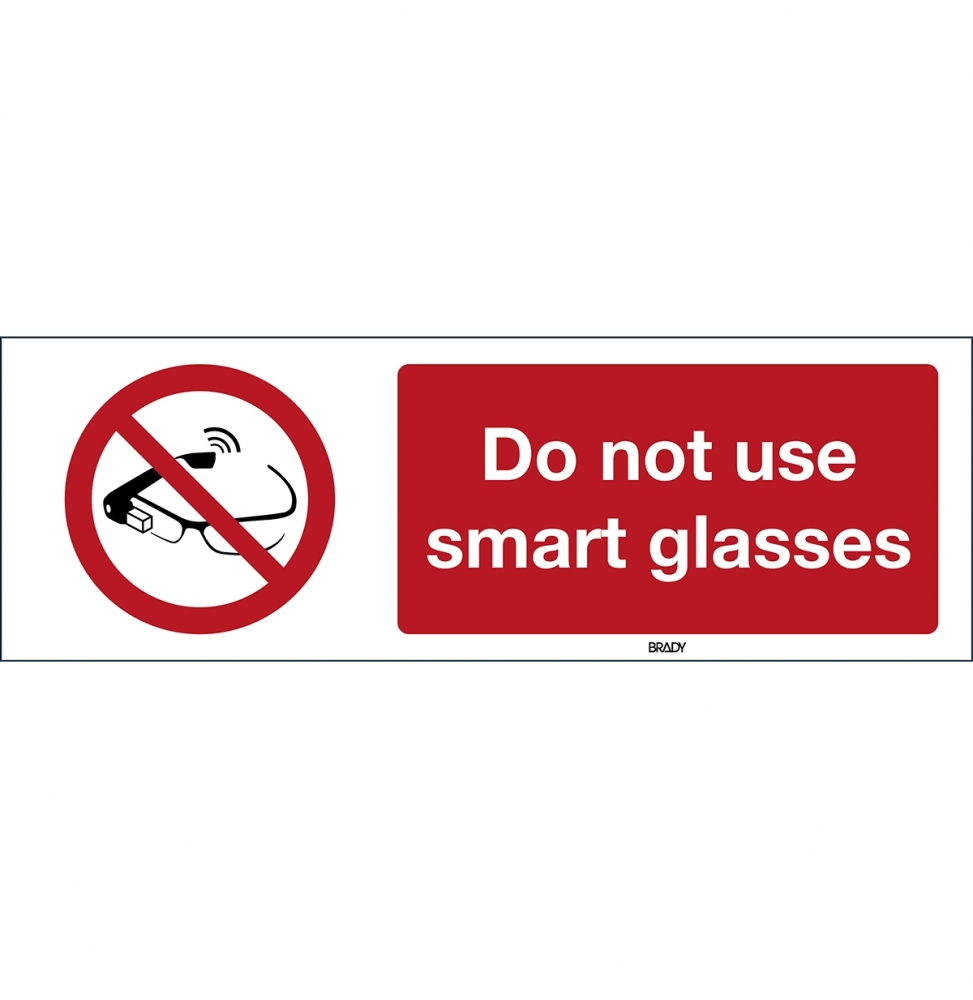 Znak bezpieczeństwa ISO – Zakaz korzystania z inteligentnych okularów, P/P044/EN403/PE-600X200-1