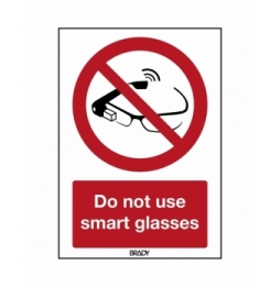 Znak bezpieczeństwa ISO – Zakaz korzystania z inteligentnych okularów, P/P044/EN403/PE-148X210-1