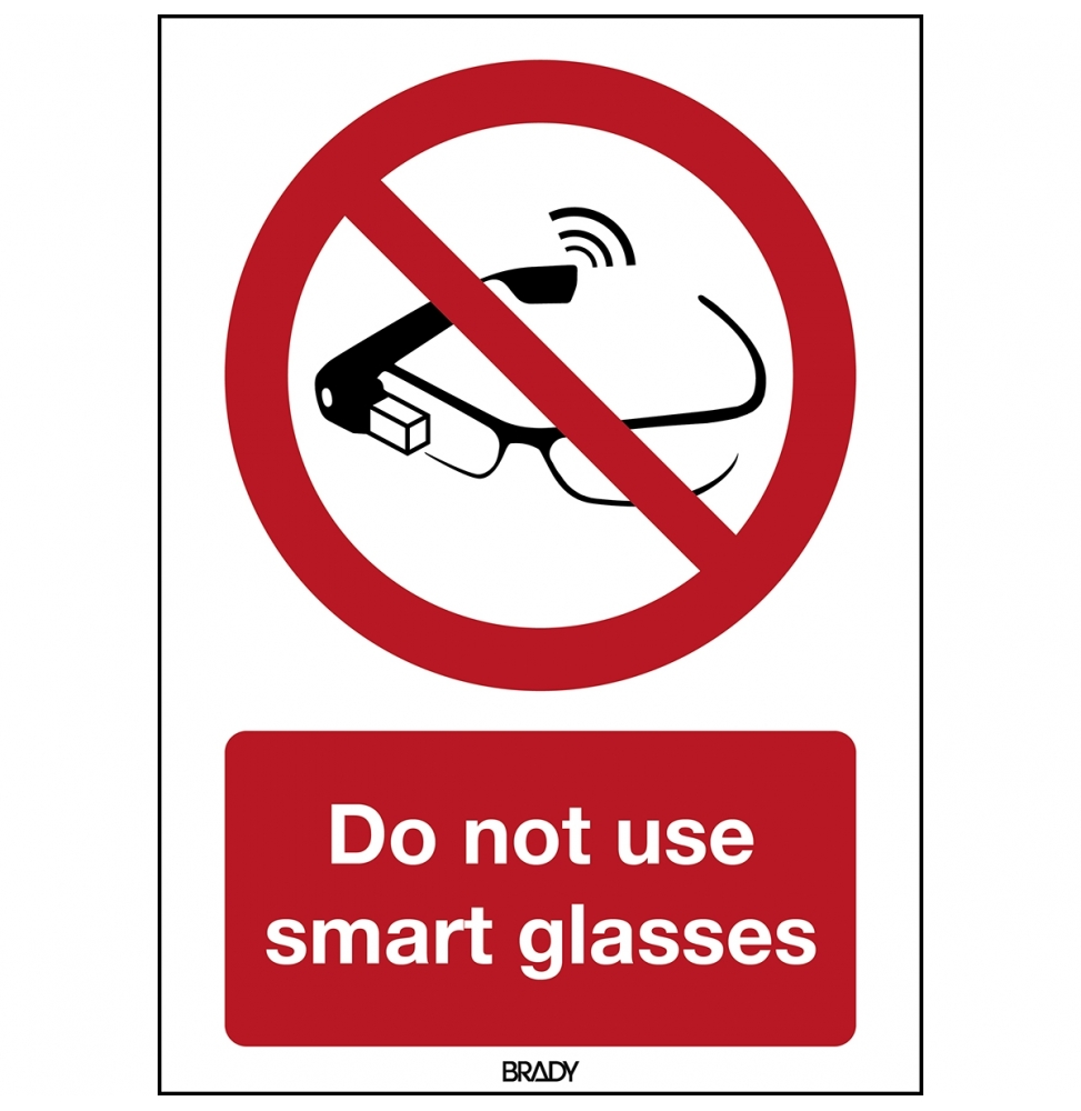 Znak bezpieczeństwa ISO – Zakaz korzystania z inteligentnych okularów, P/P044/EN403/PE-210X297-1
