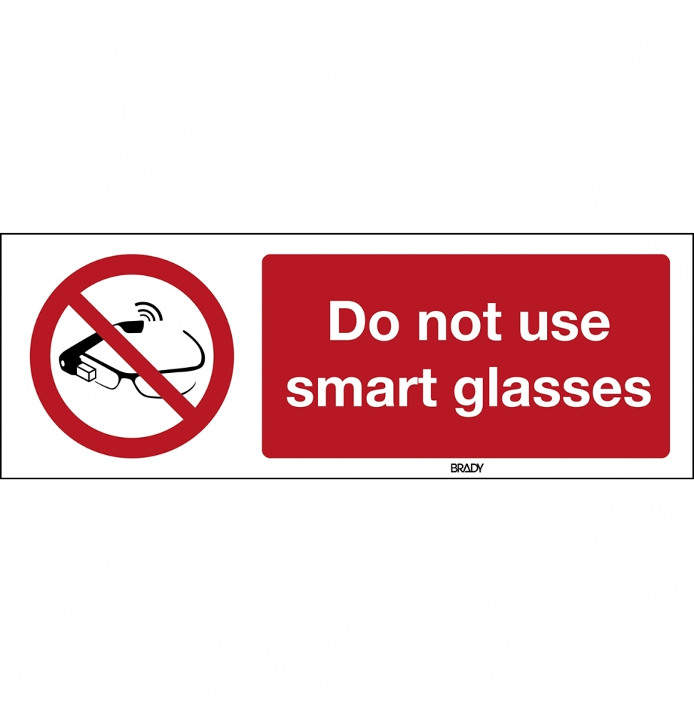 Znak bezpieczeństwa ISO – Zakaz korzystania z inteligentnych okularów, P/P044/EN403/PP-297X105-1