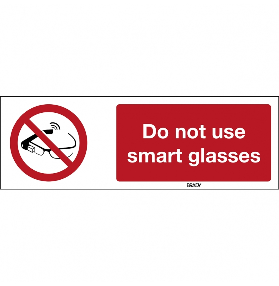 Znak bezpieczeństwa ISO – Zakaz korzystania z inteligentnych okularów, P/P044/EN403/PP-450X150-1