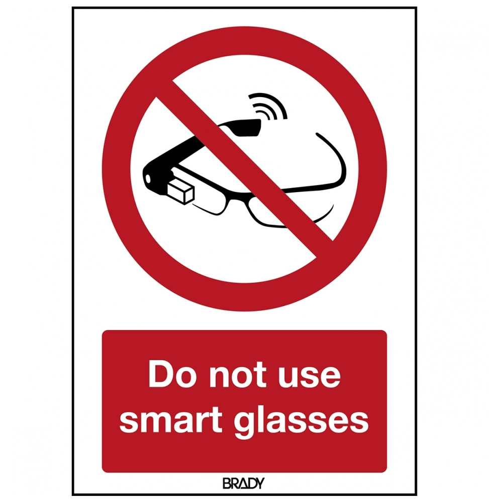 Znak bezpieczeństwa ISO – Zakaz korzystania z inteligentnych okularów, P/P044/EN403/PP-148X210-1