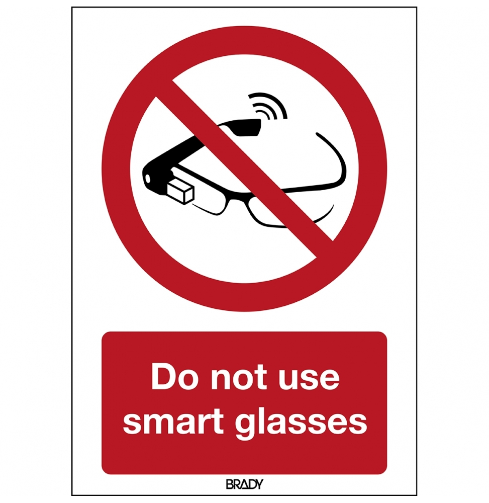 Znak bezpieczeństwa ISO – Zakaz korzystania z inteligentnych okularów, P/P044/EN403/PP-297X420-1