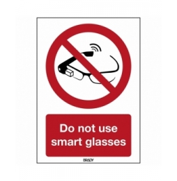 Znak bezpieczeństwa ISO – Zakaz korzystania z inteligentnych okularów, P/P044/EN403/ALU-210X297-1