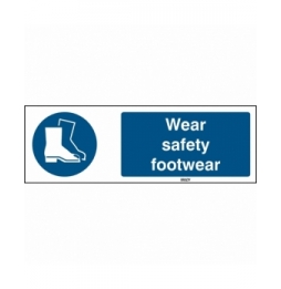 Znak bezpieczeństwa ISO – Nakaz stosowania ochrony stóp, M/M008/EN284/TM-150X50-1