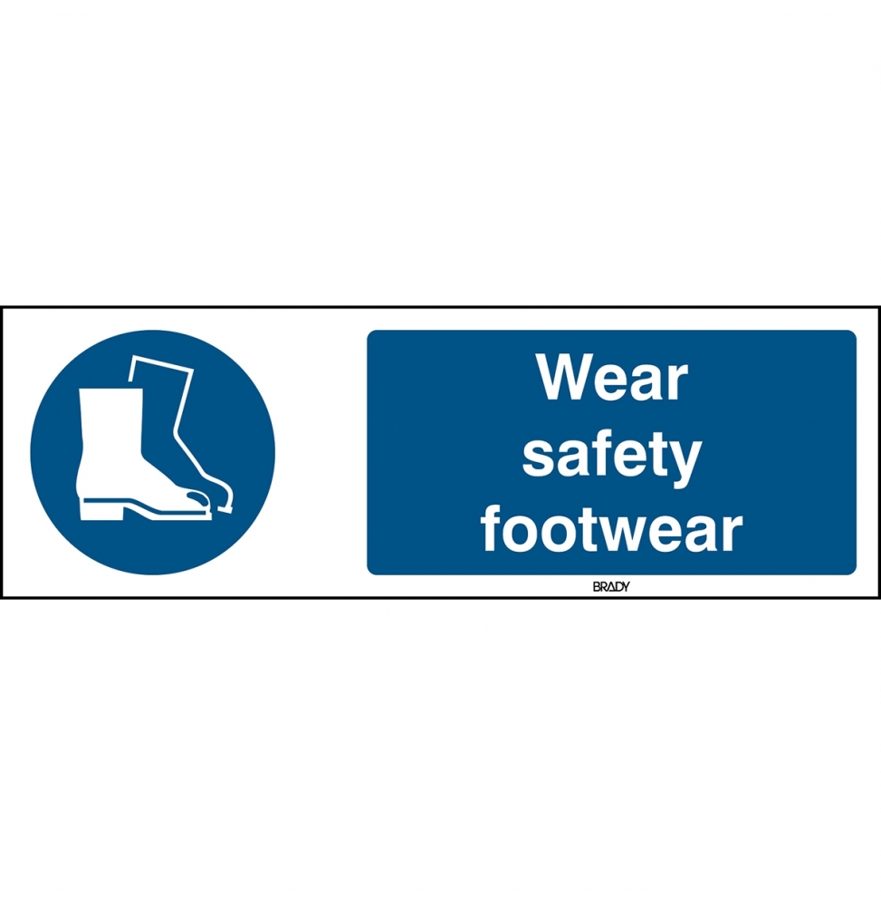 Znak bezpieczeństwa ISO – Nakaz stosowania ochrony stóp, M/M008/EN284/TM-450X150-1