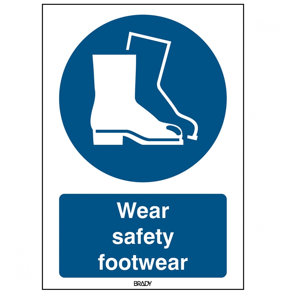 Znak bezpieczeństwa ISO – Nakaz stosowania ochrony stóp, M/M008/EN284/TM-148X210-1