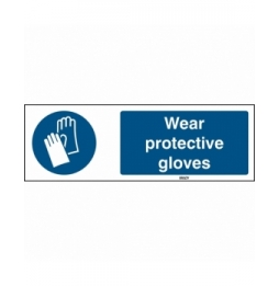 Znak bezpieczeństwa ISO – Nakaz stosowania ochrony rąk, M/M009/EN281/TM-150X50-1