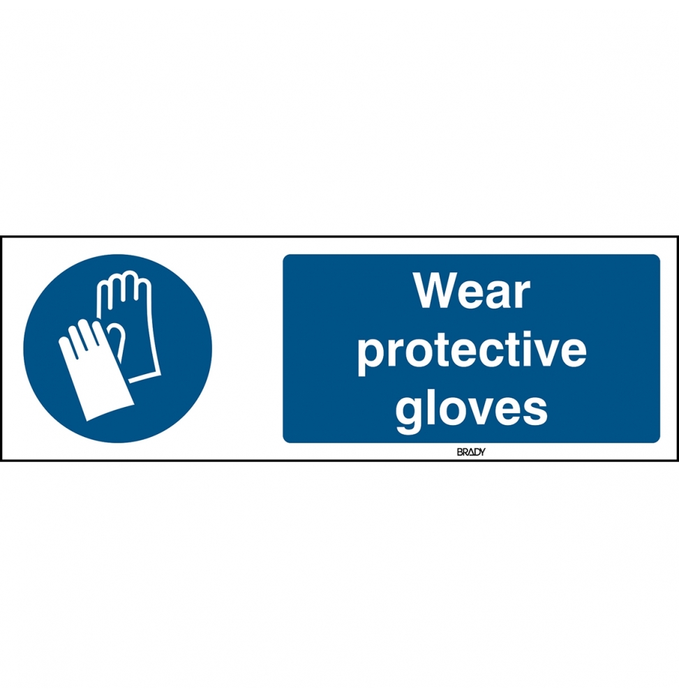 Znak bezpieczeństwa ISO – Nakaz stosowania ochrony rąk, M/M009/EN281/TM-150X50-1
