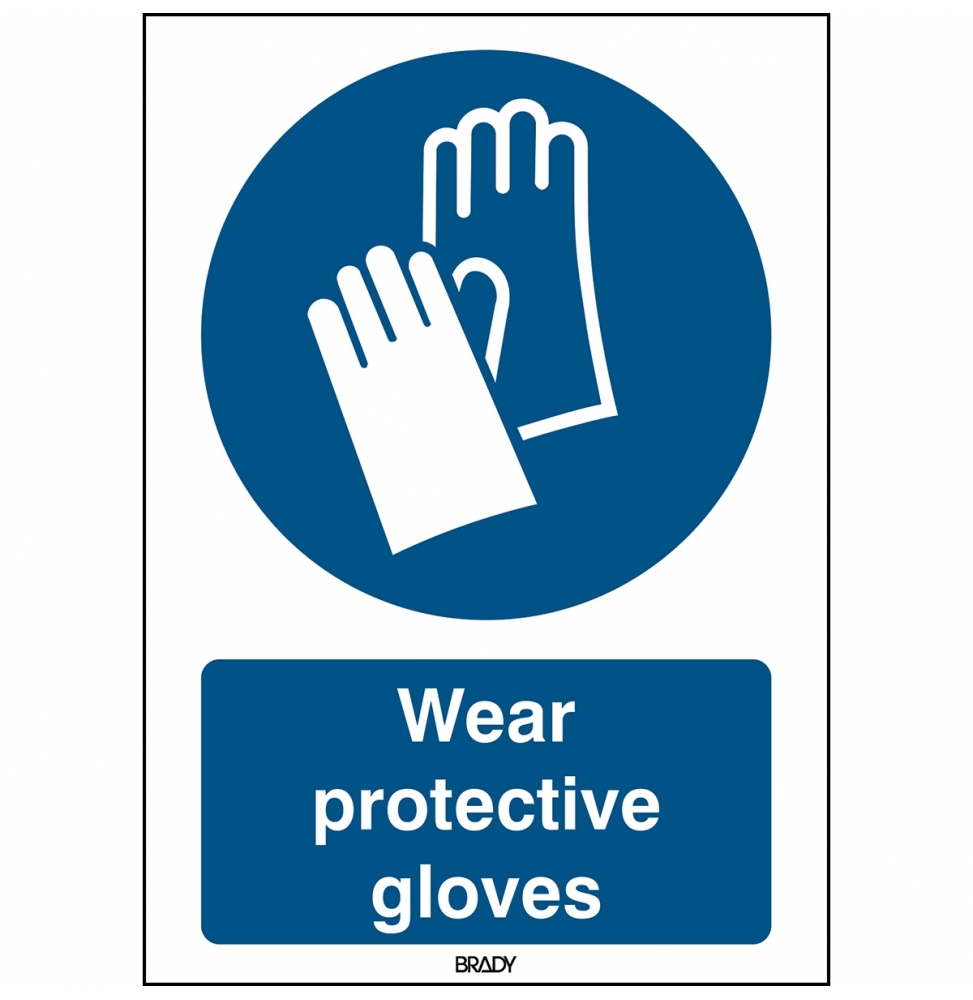 Znak bezpieczeństwa ISO – Nakaz stosowania ochrony rąk, M/M009/EN281/TM-148X210-1