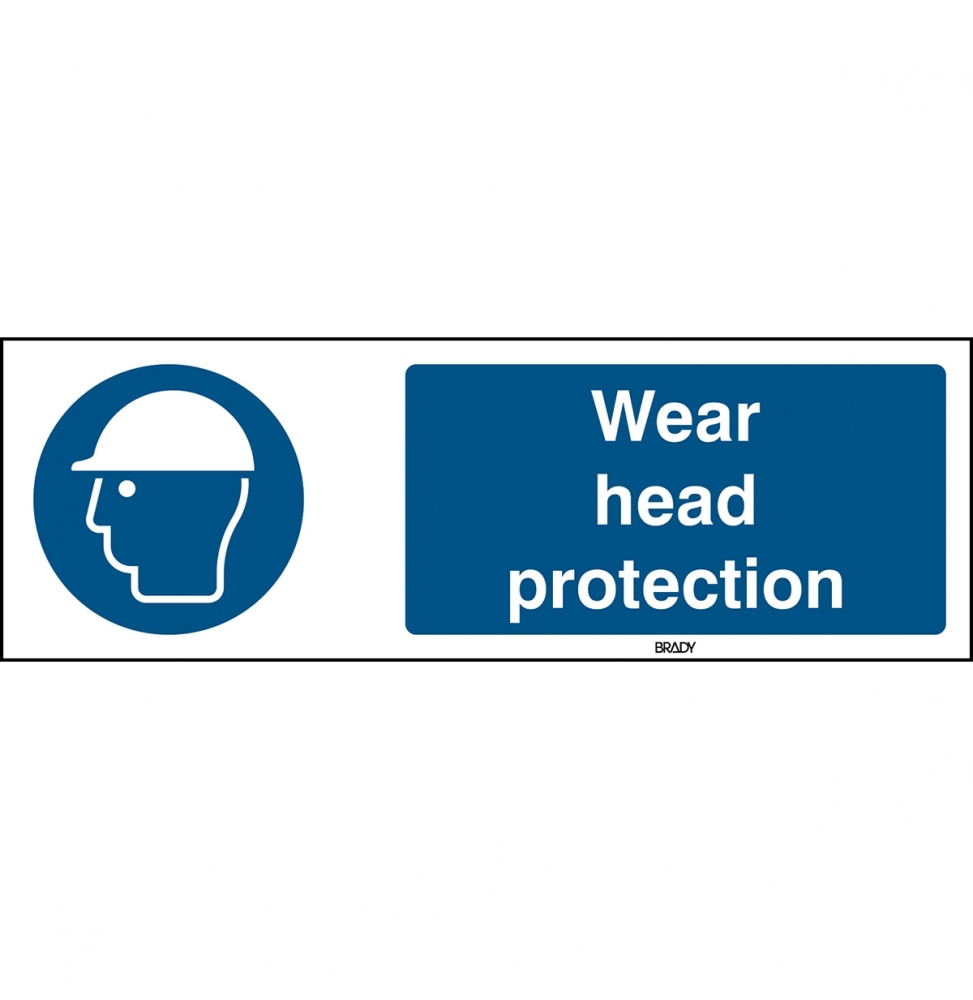 Znak bezpieczeństwa ISO – Nakaz stosowania ochrony głowy, M/M014/EN278/TM-150X50-1