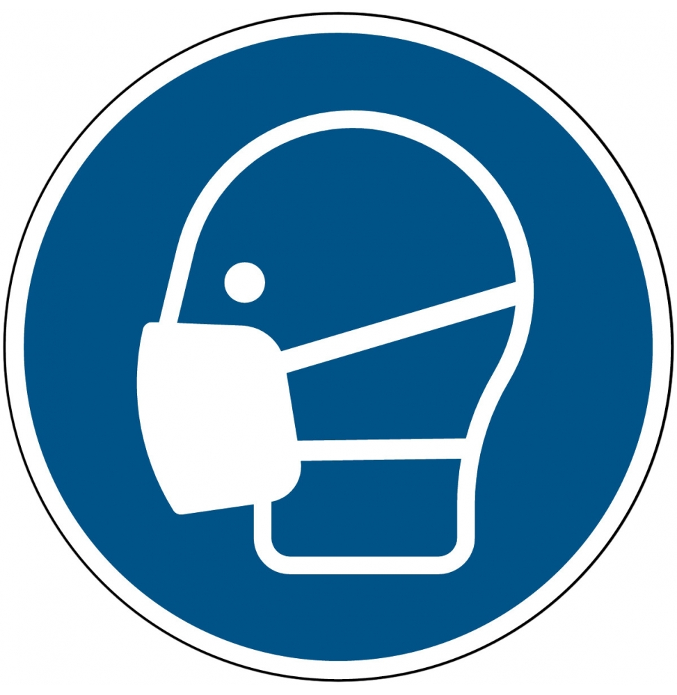 Znak bezpieczeństwa ISO – Nakaz stosowania maski przeciwpyłowej, M/M016/NT/TM-DIA100-1
