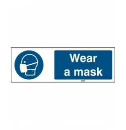 Znak bezpieczeństwa ISO – Nakaz stosowania maski przeciwpyłowej, M/M016/EN270/TM-450X150-1