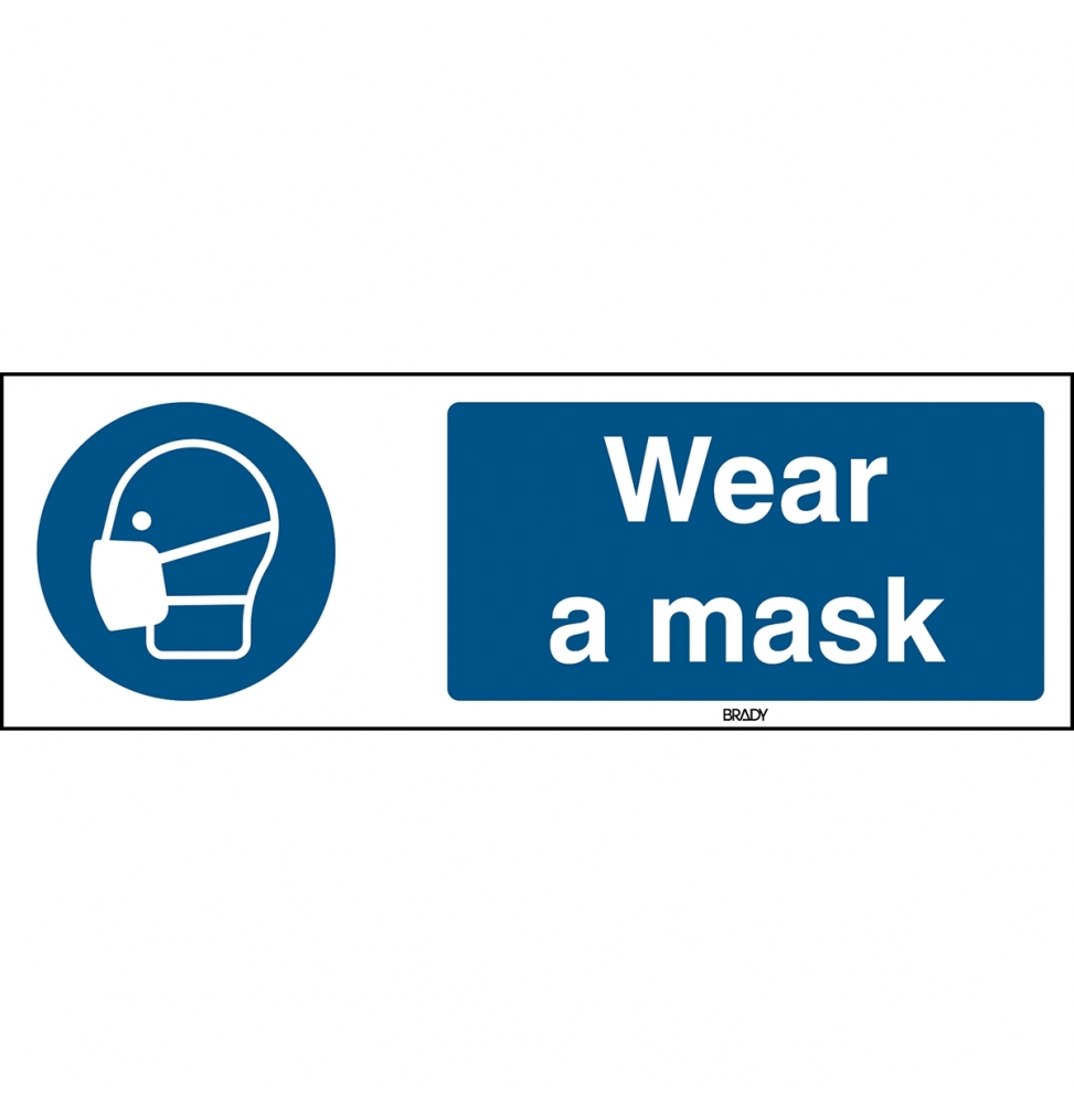 Znak bezpieczeństwa ISO – Nakaz stosowania maski przeciwpyłowej, M/M016/EN270/TM-450X150-1