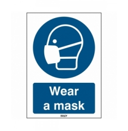 Znak bezpieczeństwa ISO – Nakaz stosowania maski przeciwpyłowej, M/M016/EN270/TM-148X210-1
