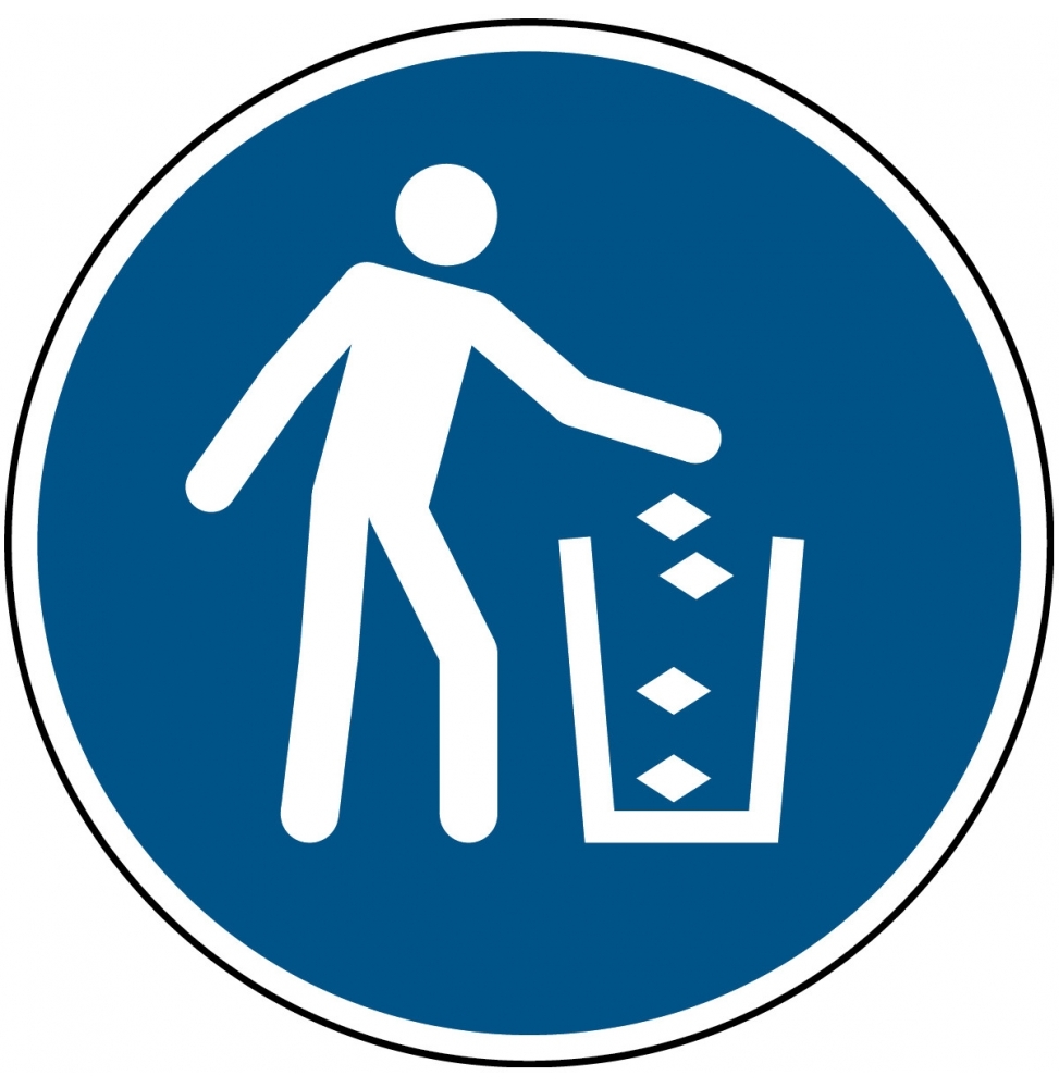Znak bezpieczeństwa ISO – Nakaz używania kosza na śmieci, M/M030/NT/TM-DIA200-1