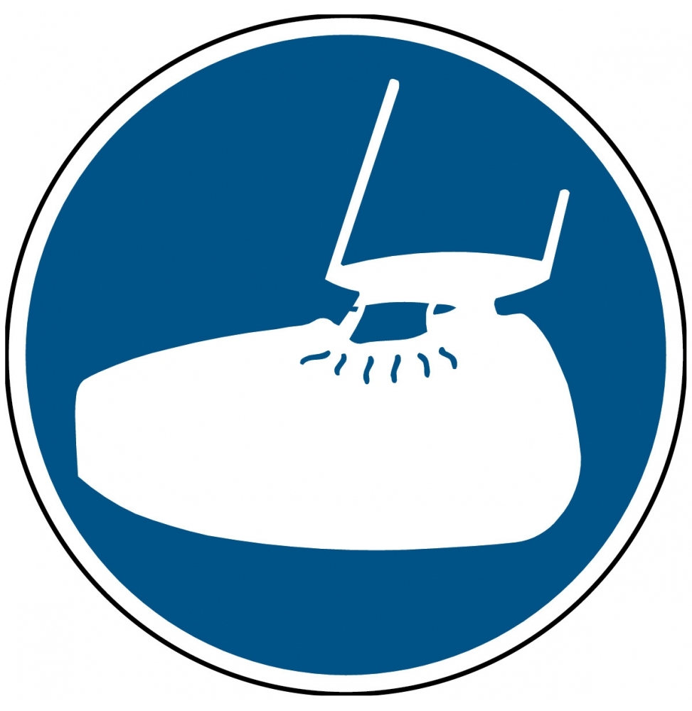 Znak bezpieczeństwa – Nakaz stosowania ochraniaczy na obuwie, M/PIC280/NT/TM-DIA200-1