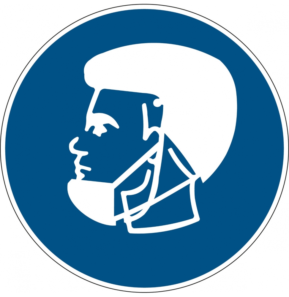 Znak bezpieczeństwa – Nakaz stosowania maski na brodę, M/PIC1200/NT/TM-DIA100-1
