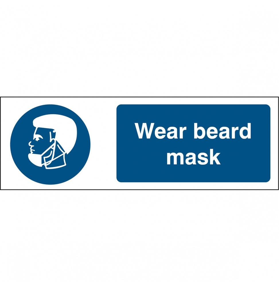 Znak bezpieczeństwa – Nakaz stosowania maski na brodę, M/PIC1200/EN406/TM-297X105-1