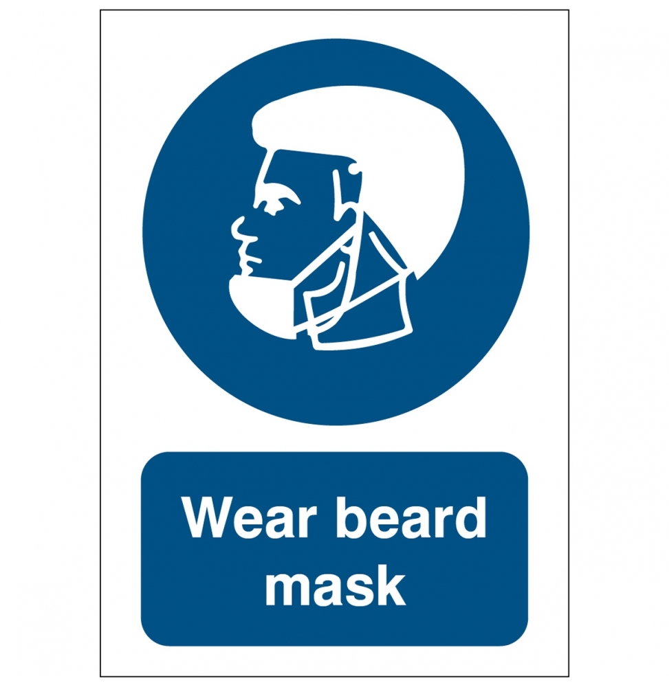 Znak bezpieczeństwa – Nakaz stosowania maski na brodę, M/PIC1200/EN406/TM-297X420-1