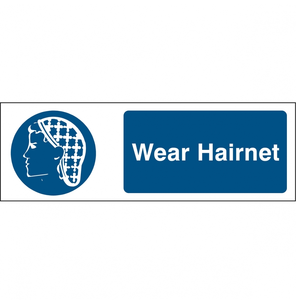 Znak bezpieczeństwa – Nakaz stosowania siatki na włosy, M/PIC286/EN407/TM-150X50-1