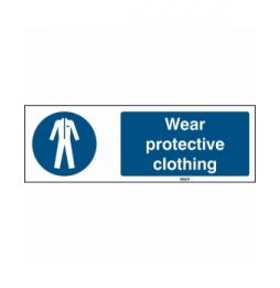 Znak bezpieczeństwa ISO – Nakaz stosowania odzieży ochronnej, M/M010/EN68/TWM-150X50-1