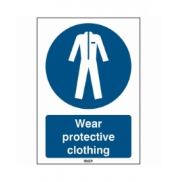 Znak bezpieczeństwa ISO – Nakaz stosowania odzieży ochronnej, M/M010/EN68/TWM-148X210-1