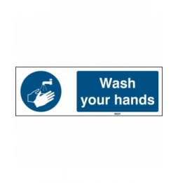 Znak bezpieczeństwa ISO – Nakaz mycia rąk, M/M011/EN269/TWM-150X50-1