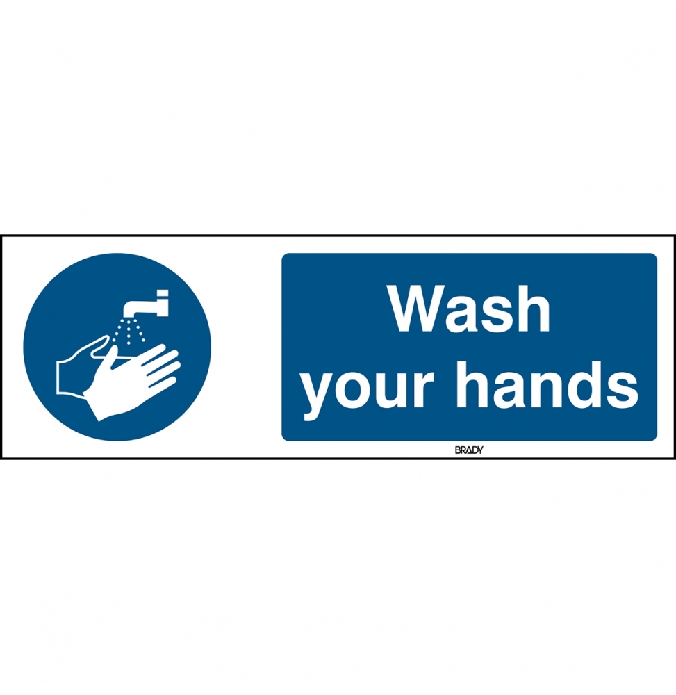 Znak bezpieczeństwa ISO – Nakaz mycia rąk, M/M011/EN269/TWM-150X50-1