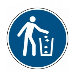 Znak bezpieczeństwa ISO – Nakaz używania kosza na śmieci, M/M030/NT/TWM-DIA100-1