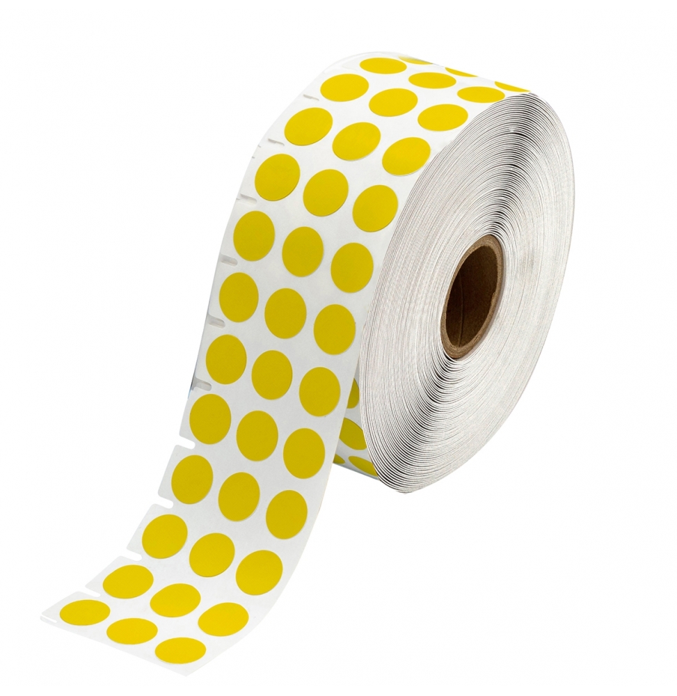 Etykiety laboratoryjne z tkaniny nylonowej żółte BPT-602-499YL kółko ϕ 9.53 mm, 3000 szt.