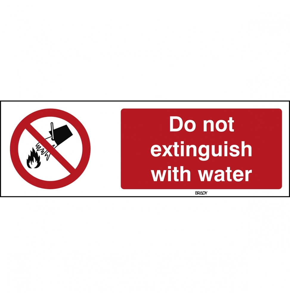 Znak bezpieczeństwa ISO - Nie gasić wodą, P/P011/EN160/TWM-450X150-1