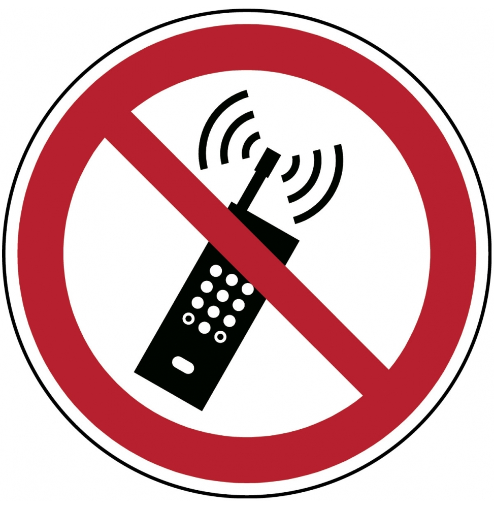 Znak bezpieczeństwa ISO – Zakaz używania telefonów komórkowych, P/P013/NT/TWM-DIA100-1
