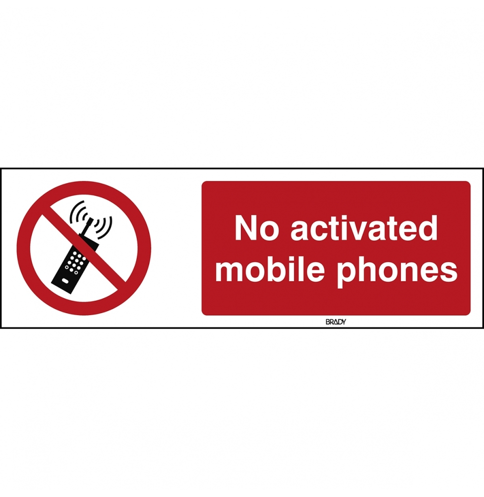 Znak bezpieczeństwa ISO - Zakaz używania telefonów komórkowych, P/P013/EN207/TWM-150X50-1