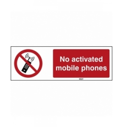 Znak bezpieczeństwa ISO - Zakaz używania telefonów komórkowych, P/P013/EN207/TWM-450X150-1