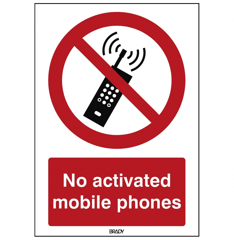 Znak bezpieczeństwa ISO - Zakaz używania telefonów komórkowych, P/P013/EN207/TWM-148X210-1