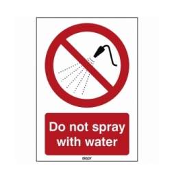 Znak bezpieczeństwa ISO - Zakaz rozpylania wody, P/P016/EN408/TWM-148X210-1