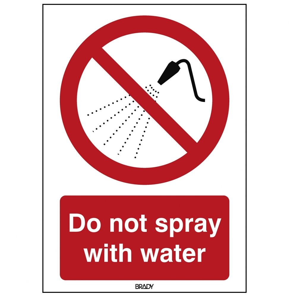Znak bezpieczeństwa ISO - Zakaz rozpylania wody, P/P016/EN408/TWM-148X210-1