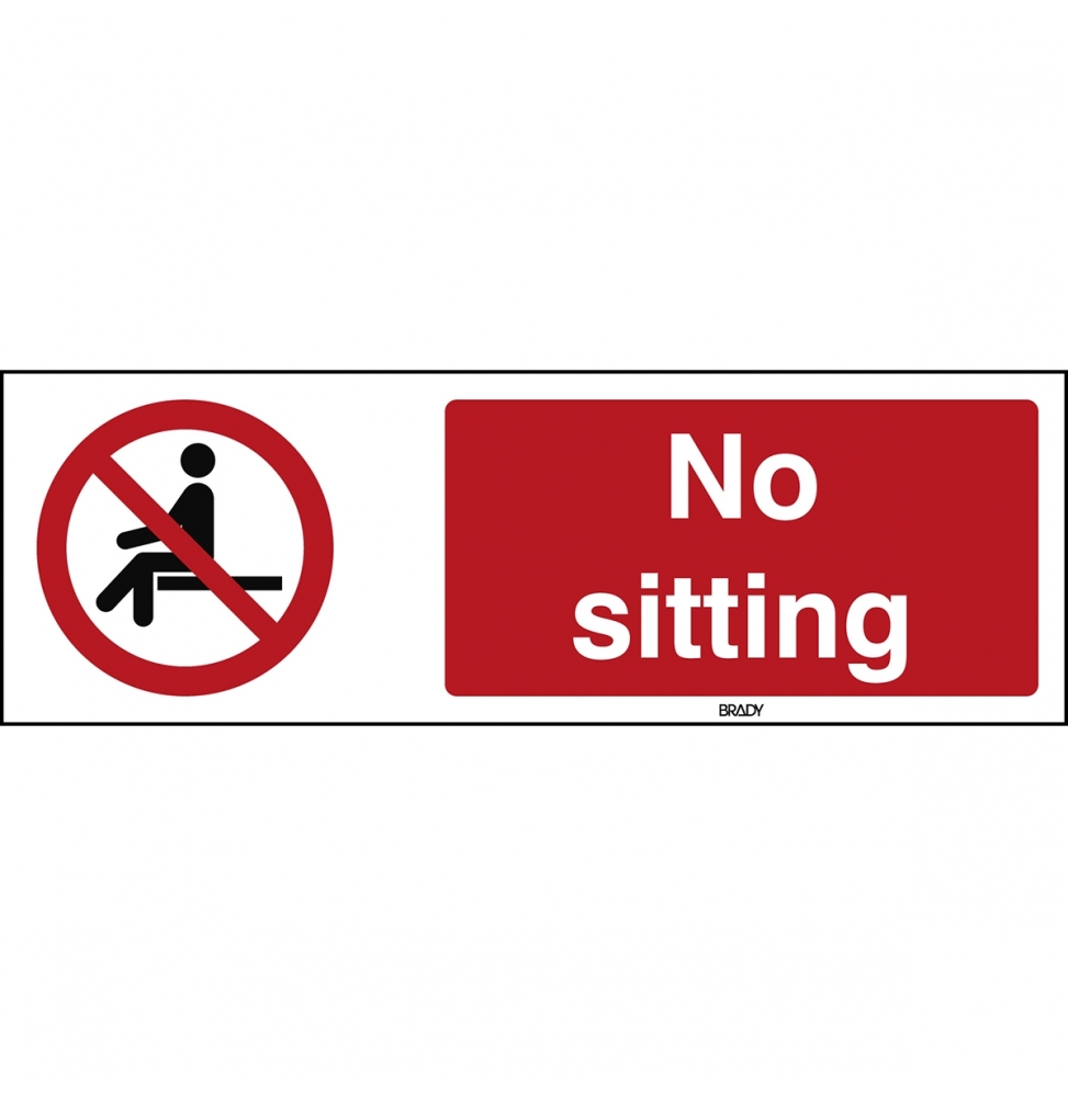 Znak bezpieczeństwa ISO - Nie siadać w oznaczonym miejscu, P/P018/EN218/TWM-150X50-1