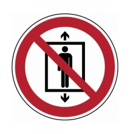 Znak bezpieczeństwa ISO – Zakaz używania windy przez ludzi, P/P027/NT/TWM-DIA100-1