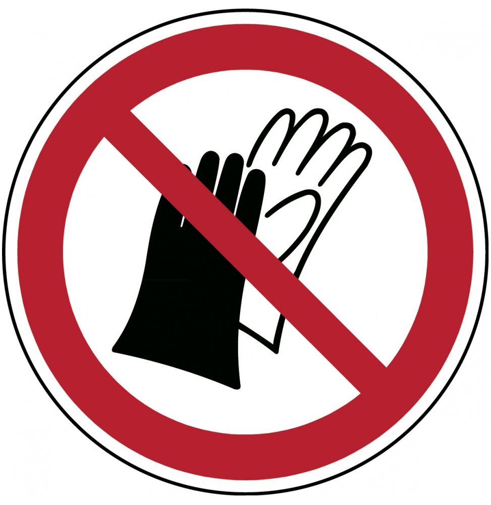 Znak bezpieczeństwa ISO – Nie używać rękawic roboczych, P/P028/NT/TWM-DIA200-1