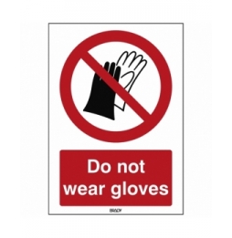 Znak bezpieczeństwa ISO - Nie używać rękawic roboczych, P/P028/EN174/TWM-150X50-1