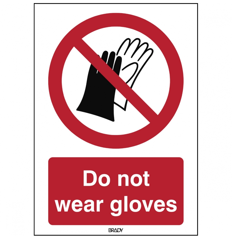Znak bezpieczeństwa ISO - Nie używać rękawic roboczych, P/P028/EN174/TWM-297X420-1