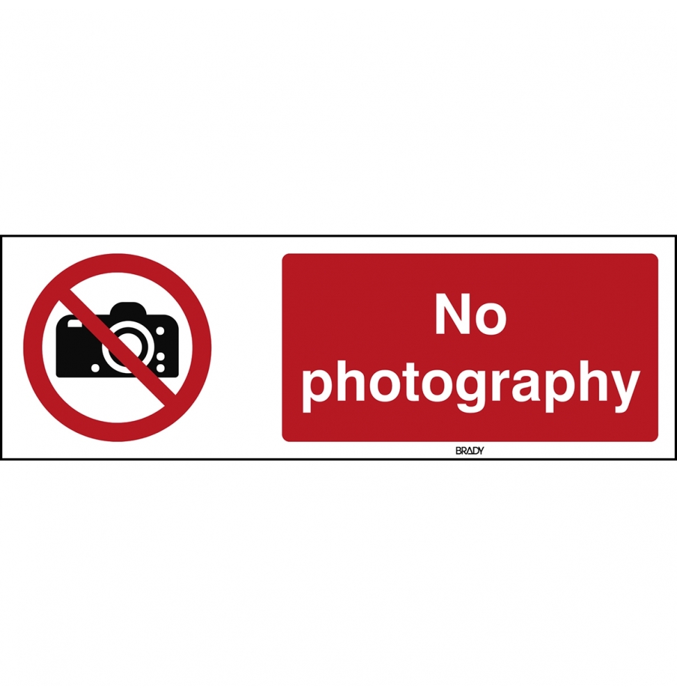 Znak bezpieczeństwa ISO - Zakaz fotografowania, P/P029/EN215/TWM-150X50-1