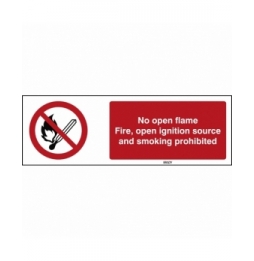 Znak bezpieczeństwa ISO – Zakaz używania otwartego ognia ogień, zakaz używan…, P/P003/EN213/TW-150X50-1