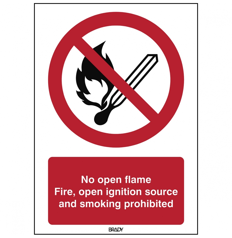 Znak bezpieczeństwa ISO – Zakaz używania otwartego ognia ogień, zakaz używan…, P/P003/EN213/TW-148X210-1