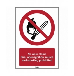 Znak bezpieczeństwa ISO – Zakaz używania otwartego ognia ogień, zakaz używan…, P/P003/EN213/TW-297X420-1