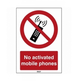 Znak bezpieczeństwa ISO – Zakaz używania telefonów komórkowych, P/P013/EN207/TW-148X210-1