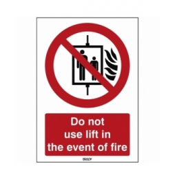 Znak bezpieczeństwa ISO – Nie używać windy w przypadku pożaru, P/P020/EN167/TW-148X210-1