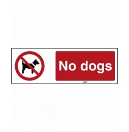 Znak bezpieczeństwa ISO – Zakaz wprowadzania psów, P/P021/EN208/TW-150X50-1